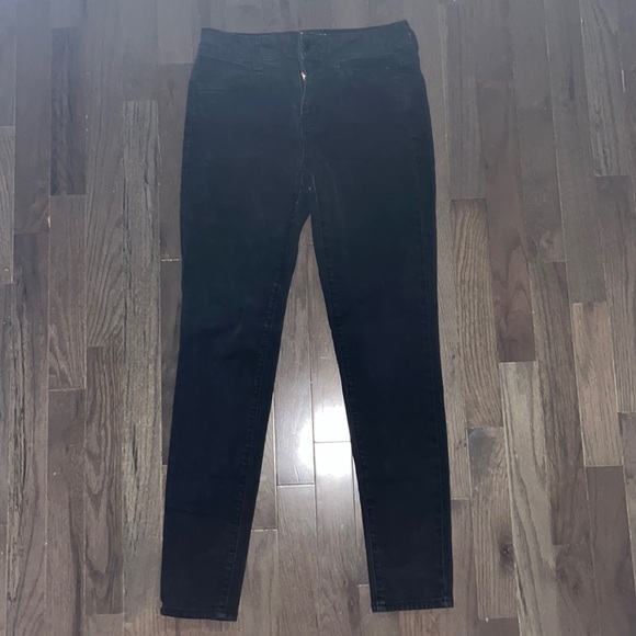 American Eagle Hi Rise Denim Black Jeggings Sz 2 - Picture 2 of 7